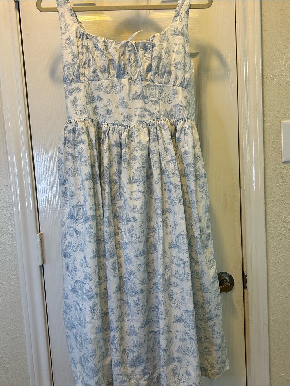 Celebrity Pink Bridgerton Light Blue and White Toile Sundress❤️